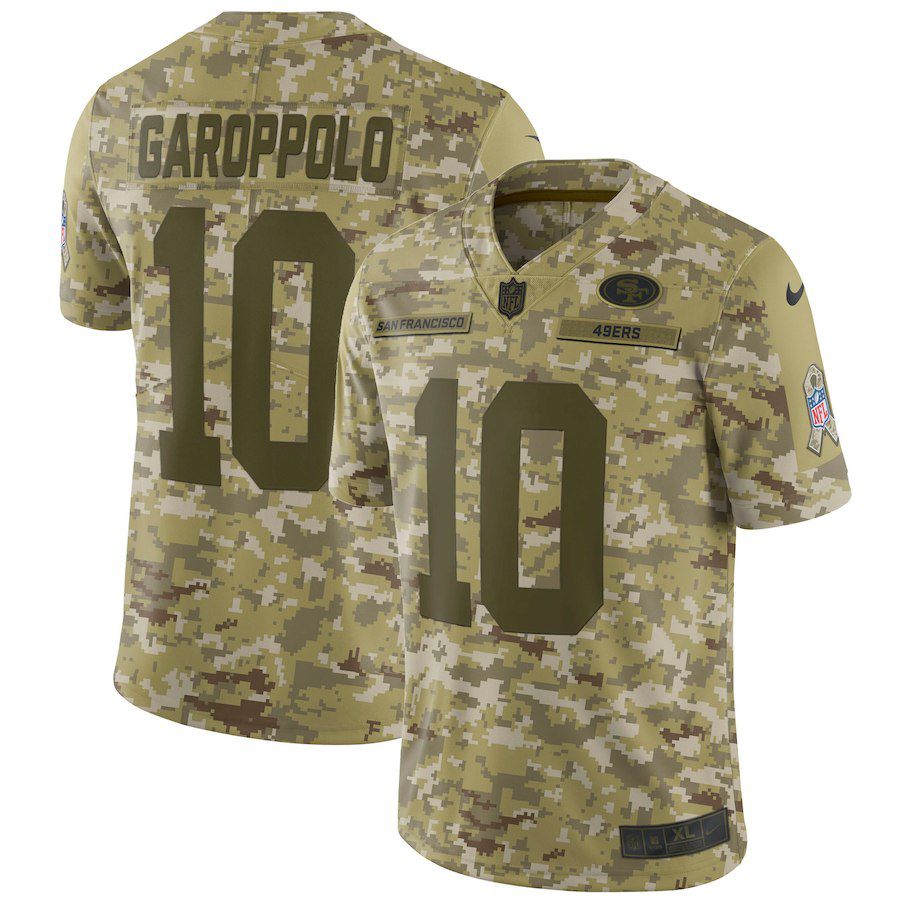 Men San Francisco 49ers #10 Garoppolo Nike Camo Salute to Service Retired Player Limited NFL Jerseys